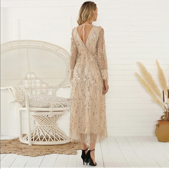 size X-Large champagne sequins dress - Picture 3 of 7